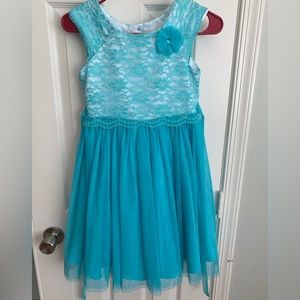 Blue formal dress with flowers, size 10.